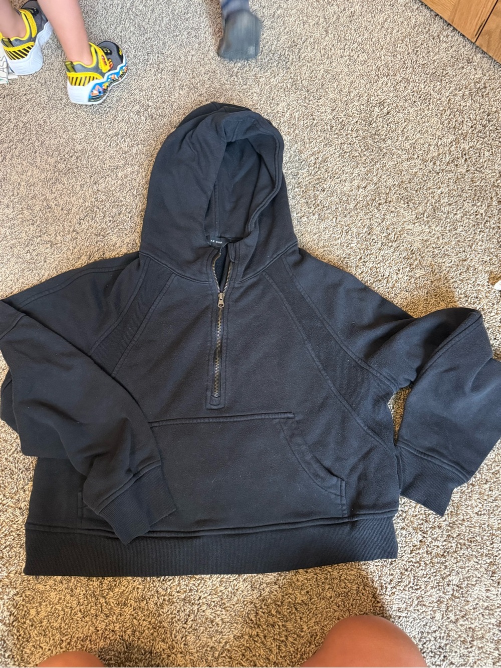 Women’s Black Half-Zip Hooded Pullover Jacket